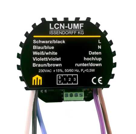 LCN-UMF, Rollladen-/Jalousie-Modul mit Binäreingang für die Unterputzdose