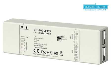 RF RGBW LED-Controller, Konstantstrom-RF-Empfänger mit 4-Kanal-Ausgang, SR-1009PD3,