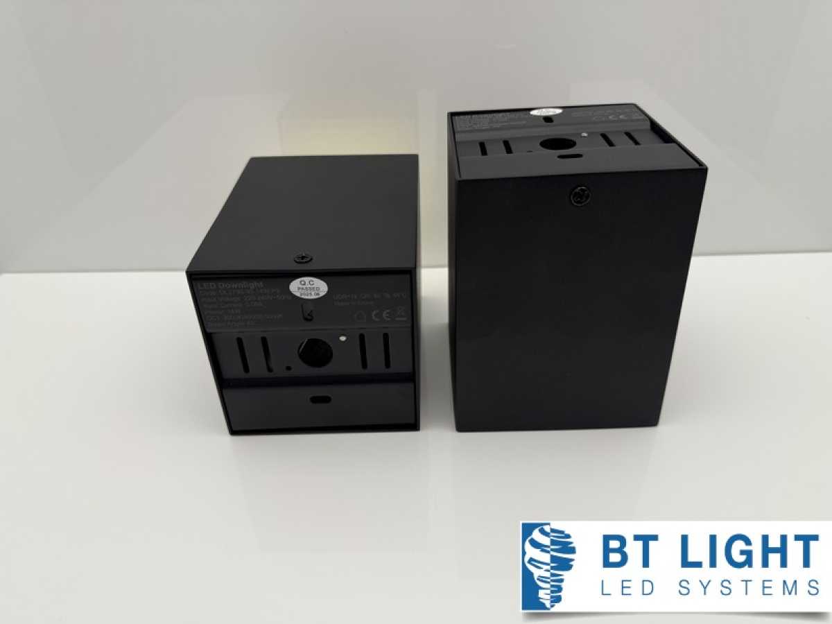 LED Aufbau,-Deckenleuchte quadratisch IP20, 14W, 40°, Dimmbar, CCT 3000K + 4000K + 5000K, schwarz, gold