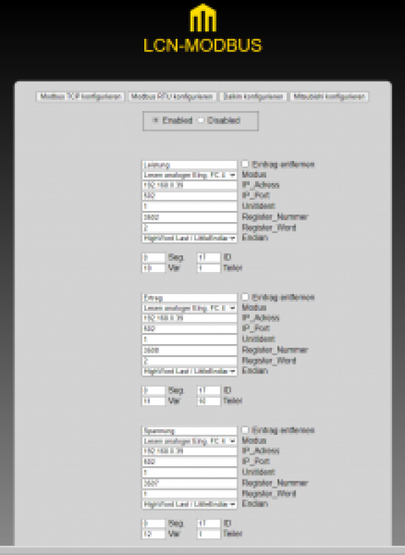 Netzwerk-Koppelmodul mit integrierter Visualisierung und Schnittstelle zu ModBus-IP, LCN-VISUMOD